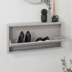 1 Klappen Schuhschrank Für Die Wand - Garzone -Renzo Shop 1 klappen schuhschrank fuer die wand in taupe aus stahl garzone 02
