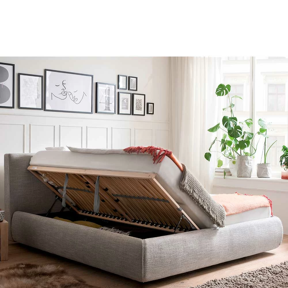 180x200 Bettkasten Doppelbett In Hellgrau - Tanky – Bild 3