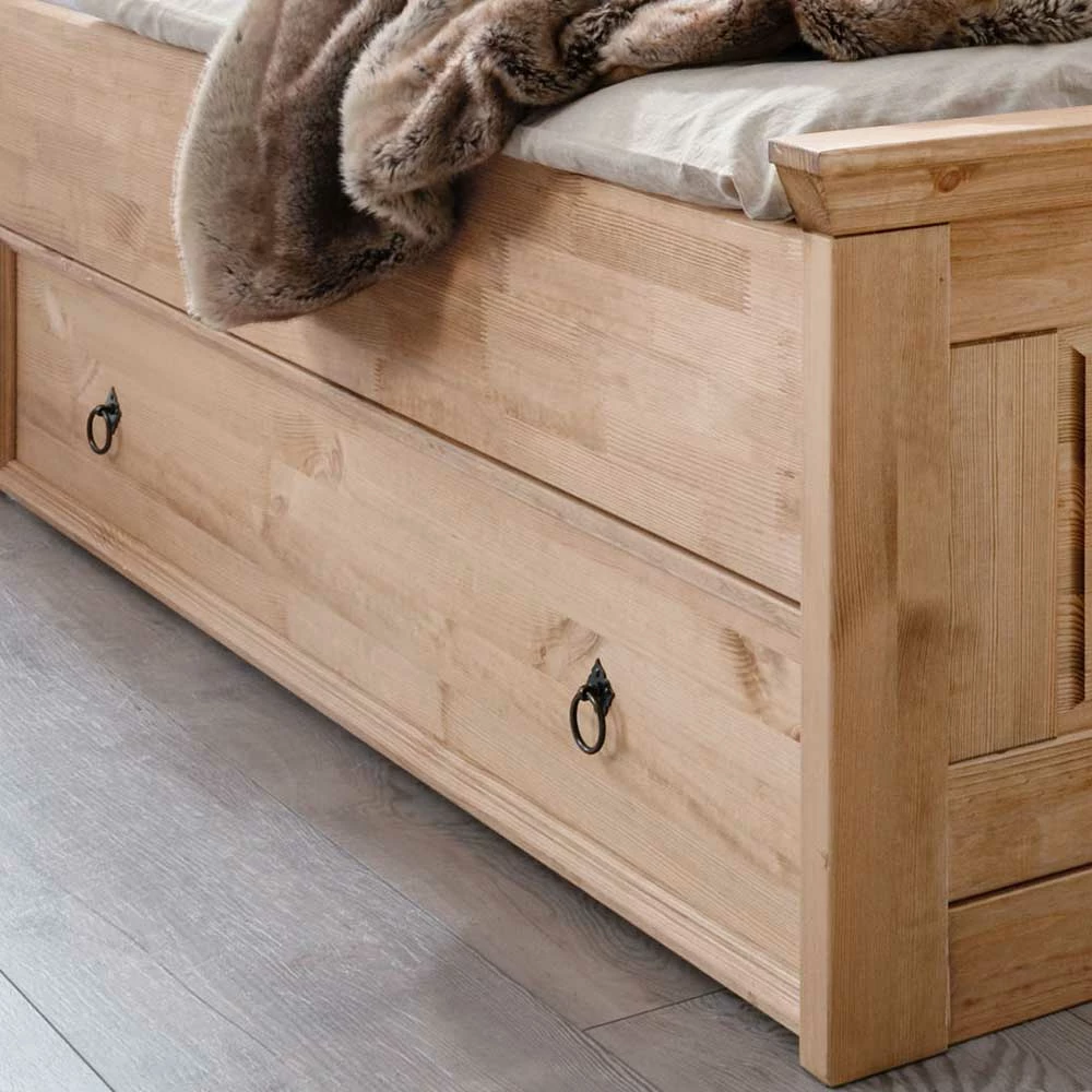 180x200 Landhausbett Aus Kiefer Gebeizt & Geölt - Voeca – Bild 4