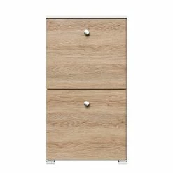 2 Klappen Schuhschrank Mit Metallgriffen - Rilian I -Renzo Shop 2 klappen schuhschrank mit metallgriffen und schuhkoerben aus metall rilian i 02