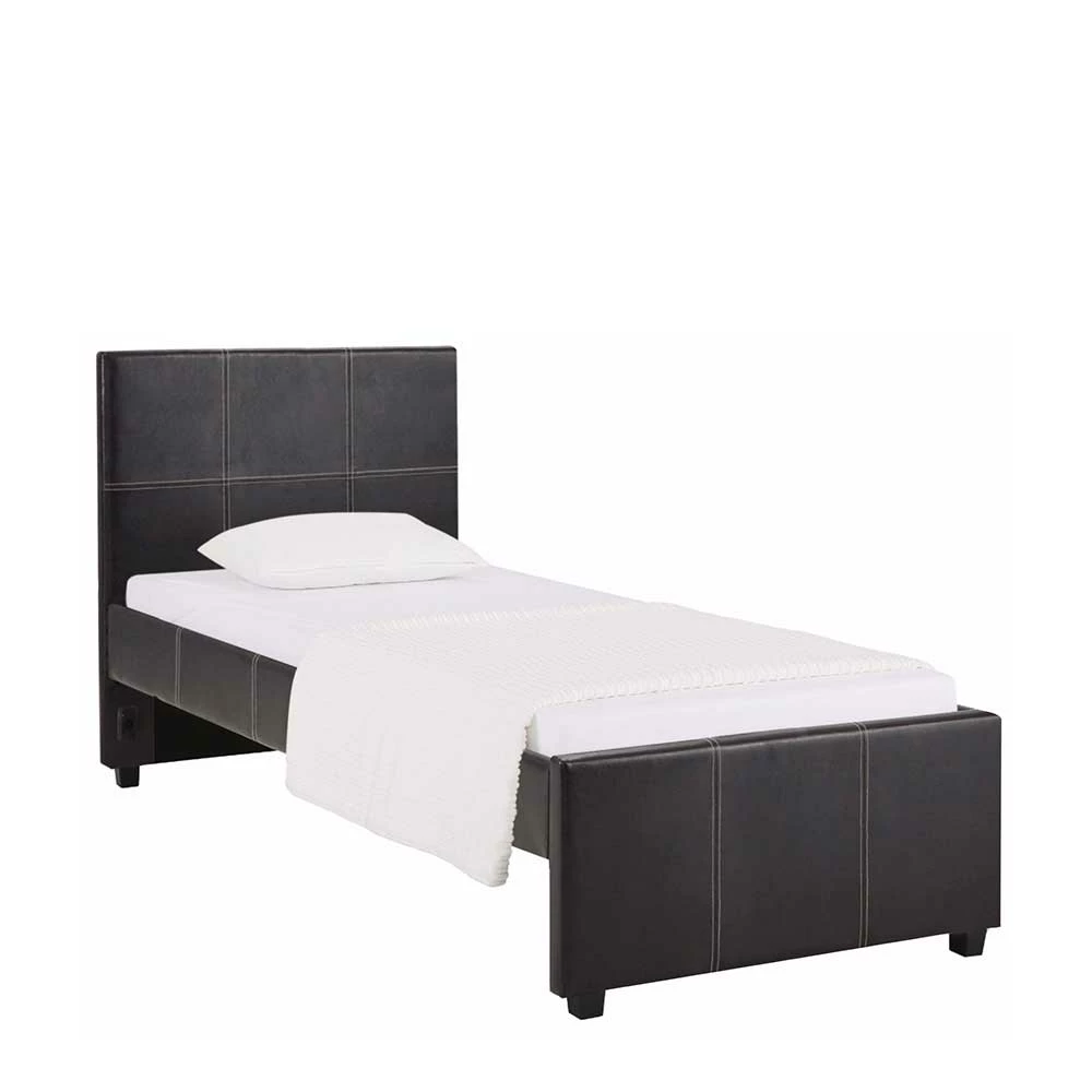 3 Größen Kunstlederbett In Dunkelbraun - Caspard – Bild 2