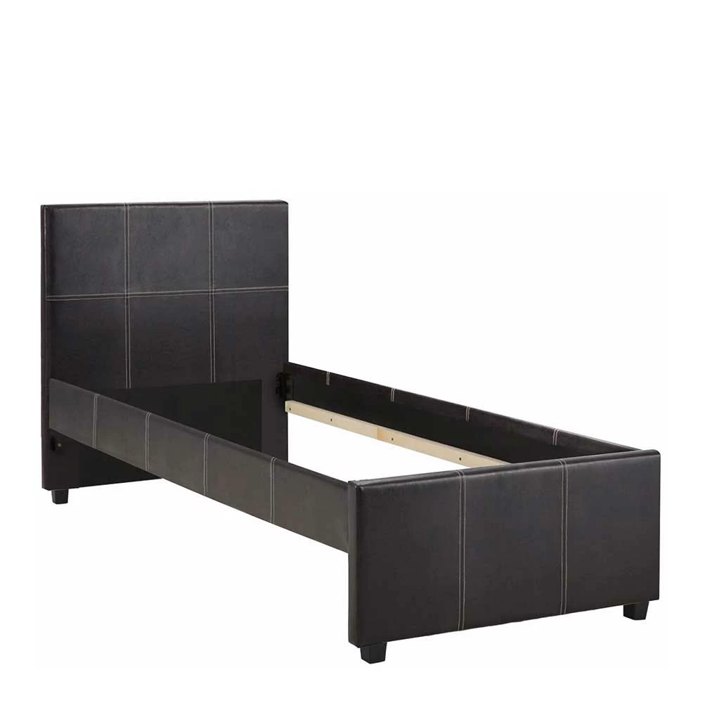 3 Größen Kunstlederbett In Dunkelbraun - Caspard – Bild 3