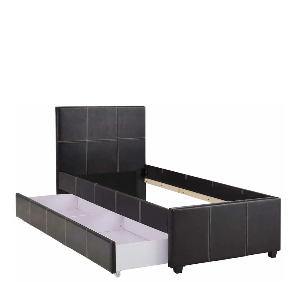 3 Größen Kunstlederbett In Dunkelbraun - Caspard – Bild 5