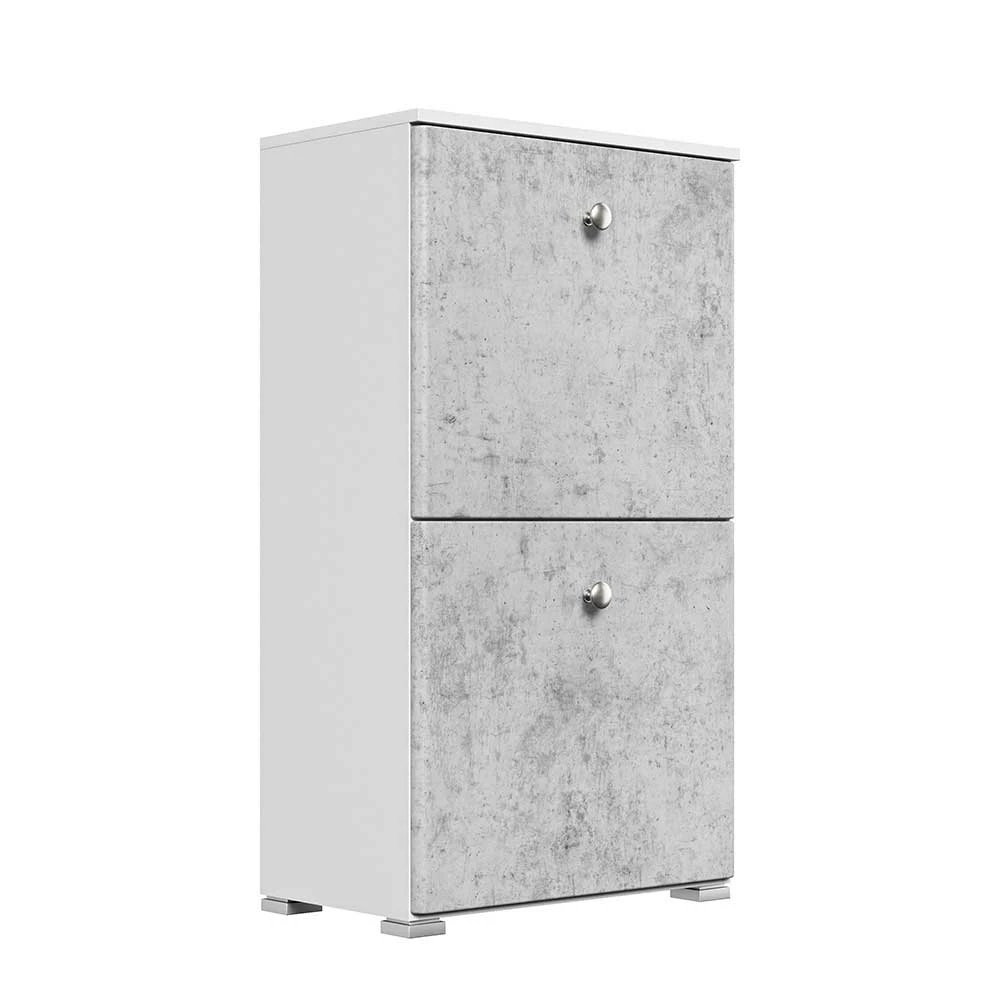 53x96x32 Schuh Klappschrank In Beton Grau & Weiß - Ohiliav 4 53x96x32 Schuh Klappschrank In Beton Grau & Weiß - Ohiliav – Bild 2