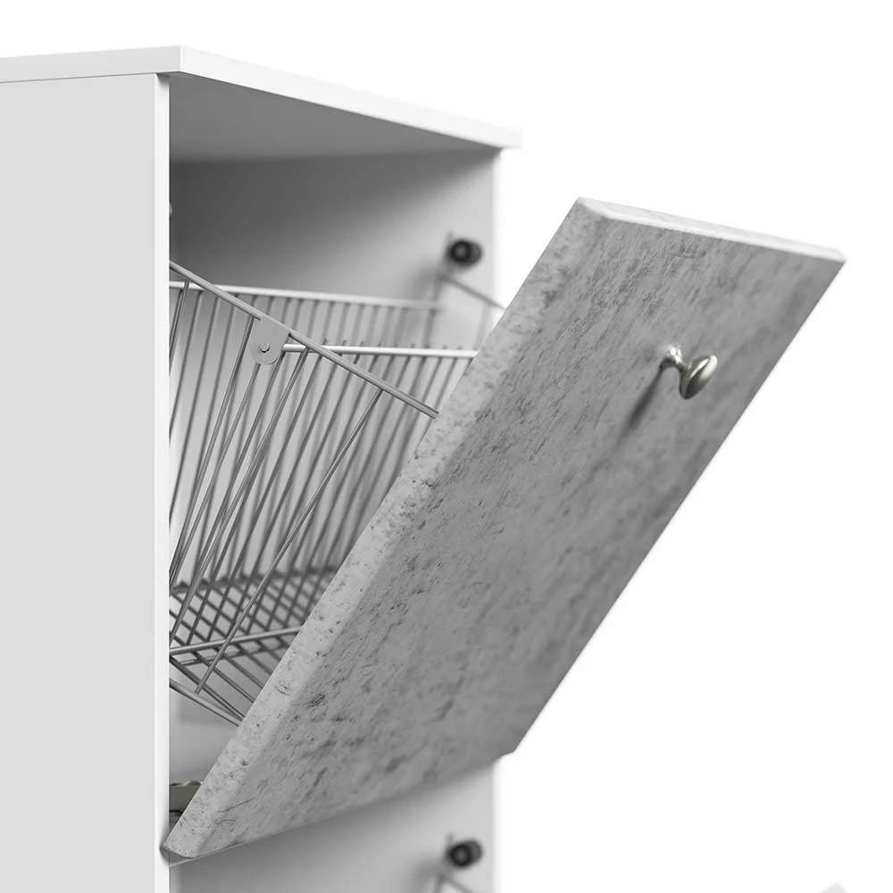 53x96x32 Schuh Klappschrank In Beton Grau & Weiß - Ohiliav 8 53x96x32 Schuh Klappschrank In Beton Grau & Weiß - Ohiliav – Bild 6