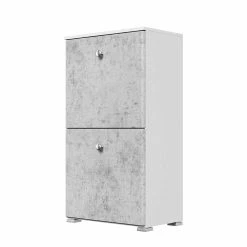 53x96x32 Schuh Klappschrank In Beton Grau & Weiß - Ohiliav