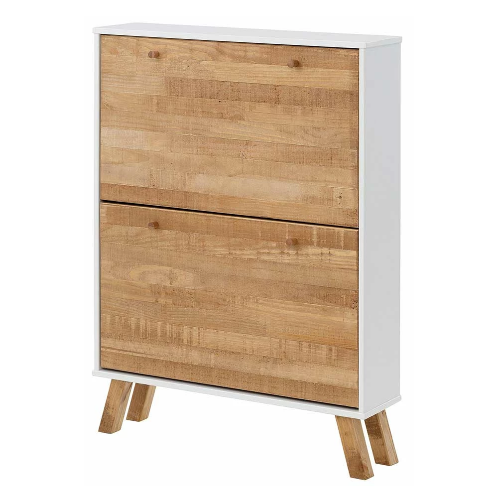 75x100x18 Schuhschrank In Kiefer Natur & Weiß - Imbizia