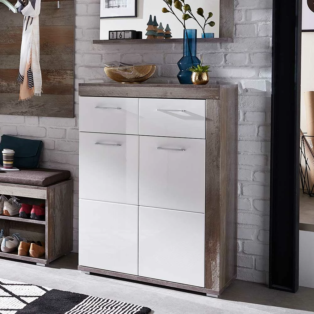 77x107x38 Vertiko Schuhschrank Zweifarbig - Ostrimo – Bild 2