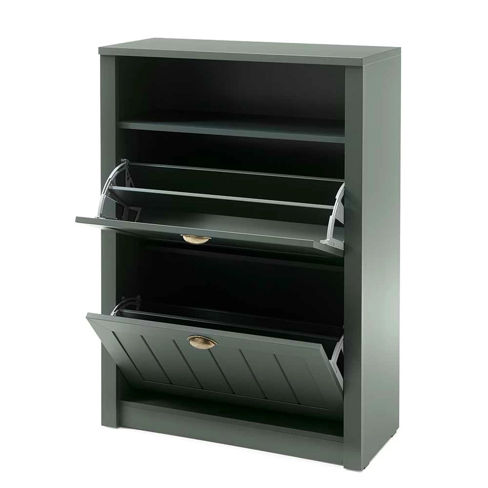 80x112x36 Landhaus Schuhschrank In Dunkelgrün - Niestov – Bild 5