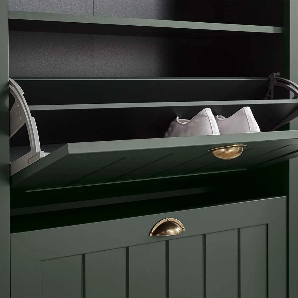 80x112x36 Landhaus Schuhschrank In Dunkelgrün - Niestov – Bild 6