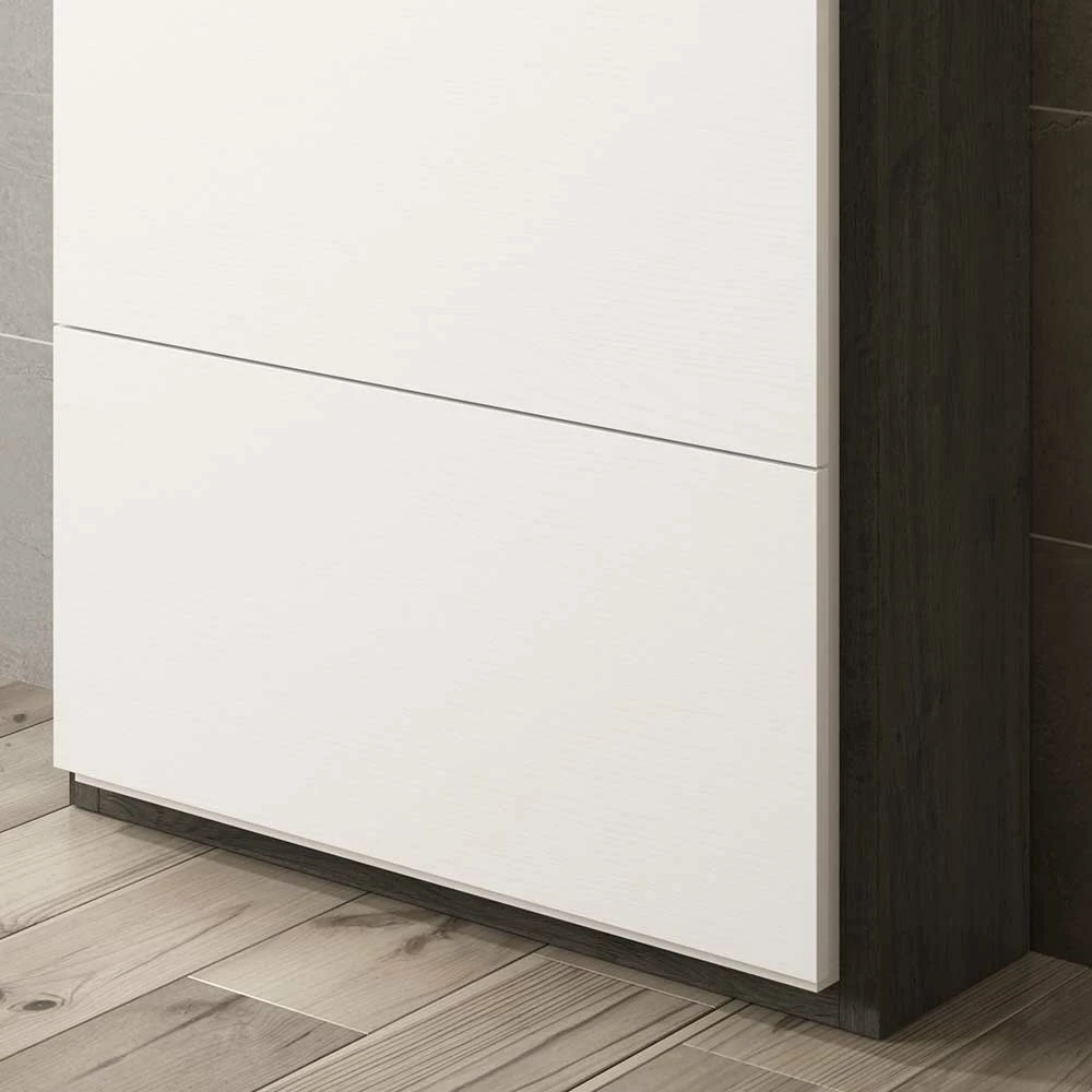 80x120x27 Schuhschrank In Weiß & Schwarzgrau - Burano – Bild 3