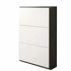 80x120x27 Schuhschrank In Weiß & Schwarzgrau - Burano
