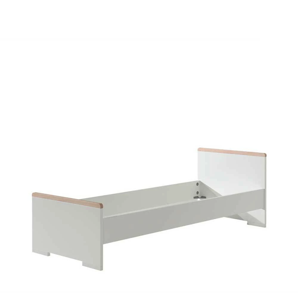 90x200 Cm Jugendbett In Weiß Mit Buche - Eldrus – Bild 4