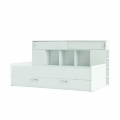 Ausziehbett Mit Stauraum Element In Weiß - Salverna