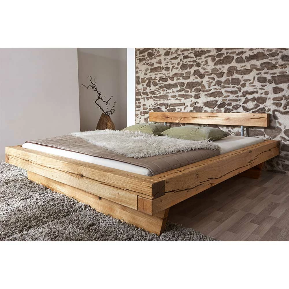 Balken Holzbett Aus Wildeiche Geölt - Satton I – Bild 2