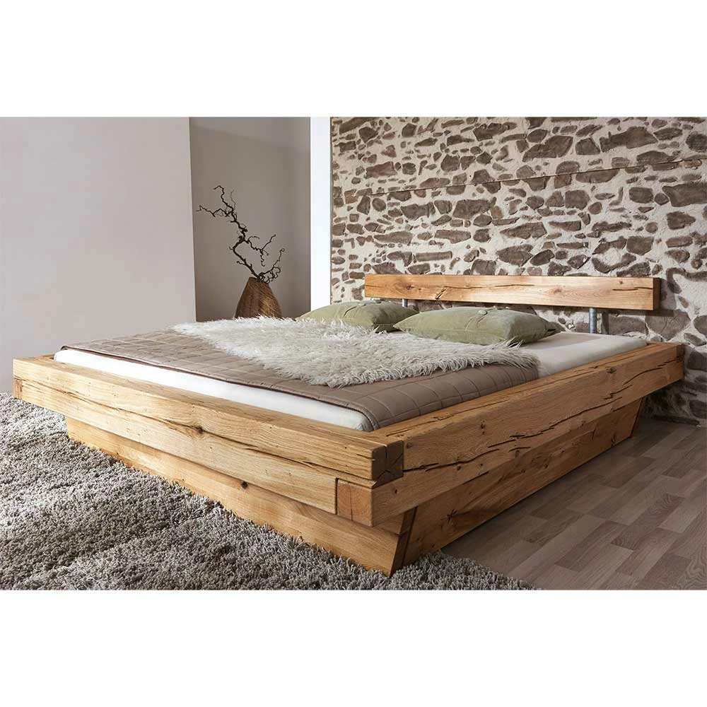 Balken Holzbett Aus Wildeiche Geölt - Satton I – Bild 3