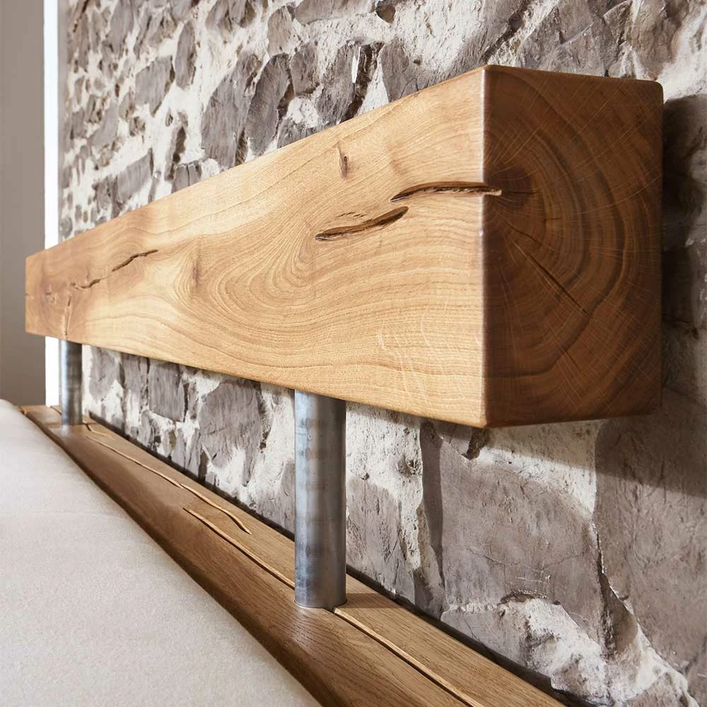 Balken Holzbett Aus Wildeiche Geölt - Satton I – Bild 5