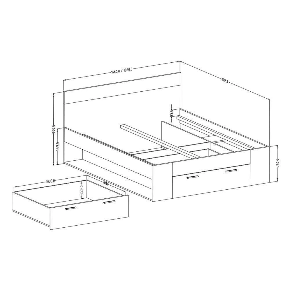 Bettgestell Mit Schublade In Eiche Dunkel - Sivarin â Bild 5