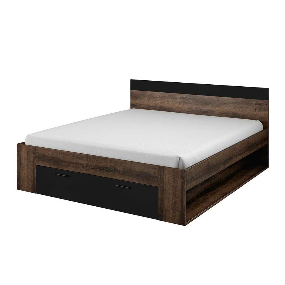 Bettgestell Mit Schublade In Eiche Dunkel - Sivarin