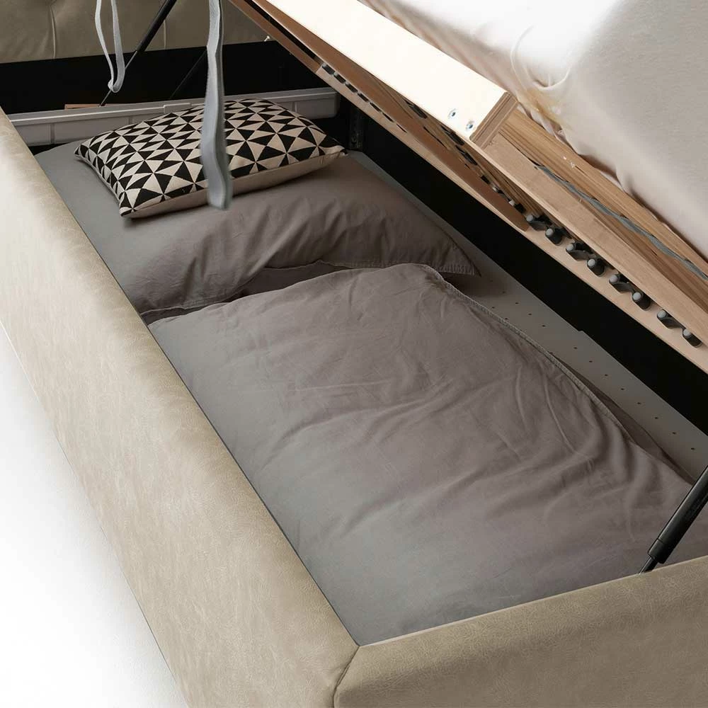 Bettkasten Bett In Beige Microfaser - Croscony 7 Bettkasten Bett In Beige Microfaser - Croscony – Bild 5