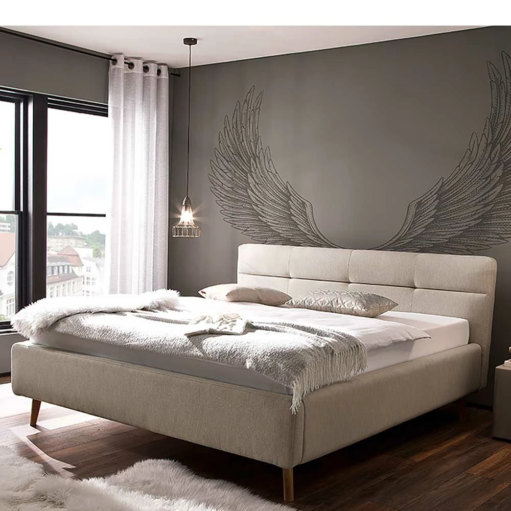 Bettkasten Polsterbett In Beige & Eiche - Stroy â Bild 2