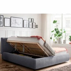 Blaues Polsterbett Komplett Mit Matratzen TTF - Sunset -Renzo Shop blaues polsterbett komplett mit matratzen ttf bettkasten 180x200 cm sunset 04