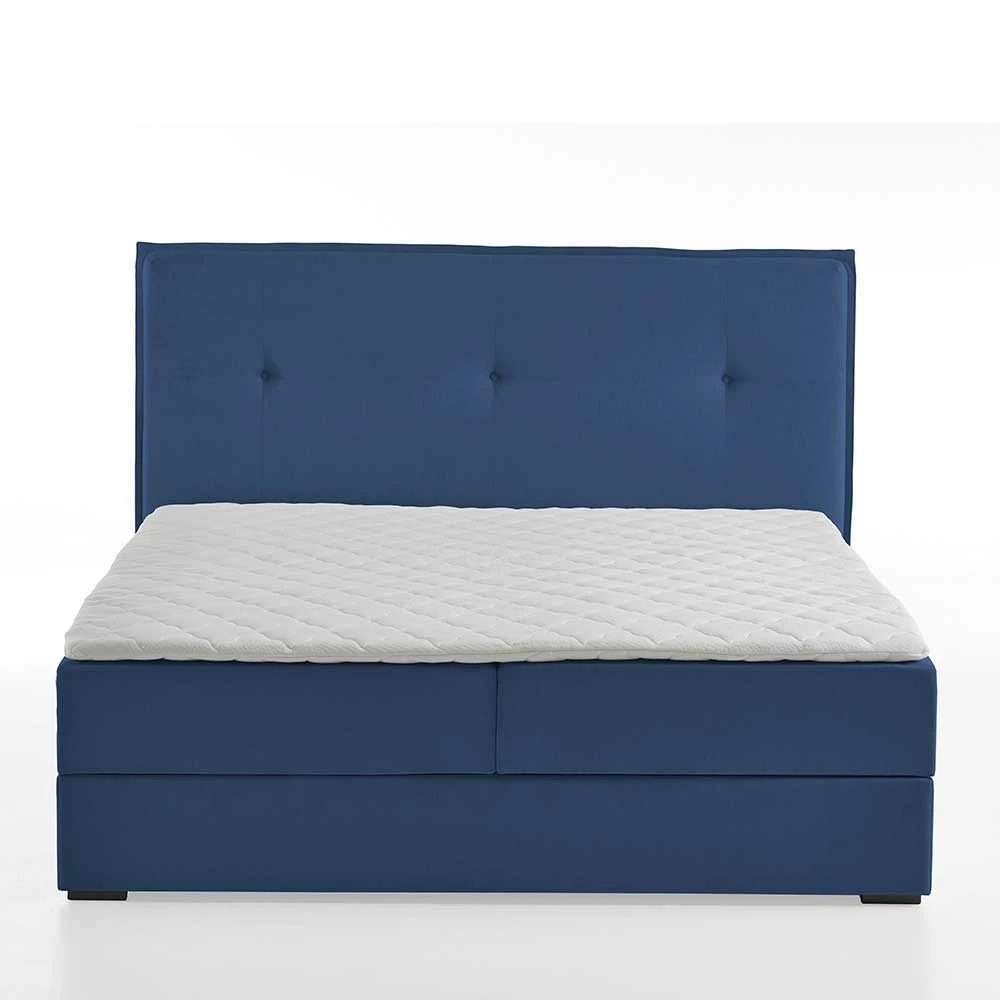 Boxbett Stauraumbett In Blau Webstoff - Vinkoja – Bild 4