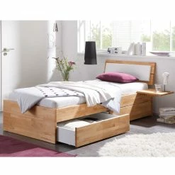 Buche Massivholzbett Gulmez Inklusive Bettkästen Mit Gedämpftem Selbsteinzug