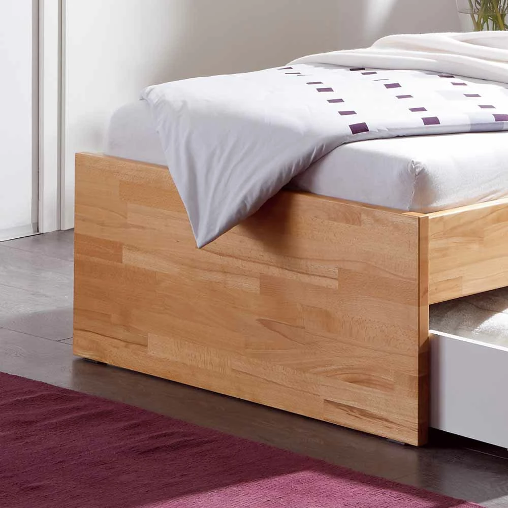 Buche Massivholzbett Gulmez Inklusive Bettkästen Mit Gedämpftem Selbsteinzug – Bild 3