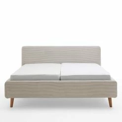 Cord Doppelbett In Beige - Assjan 11 Cord Doppelbett In Beige - Assjan -Renzo Shop cord doppelbett in beige mit massivholz fuessen aus eiche assjan 03