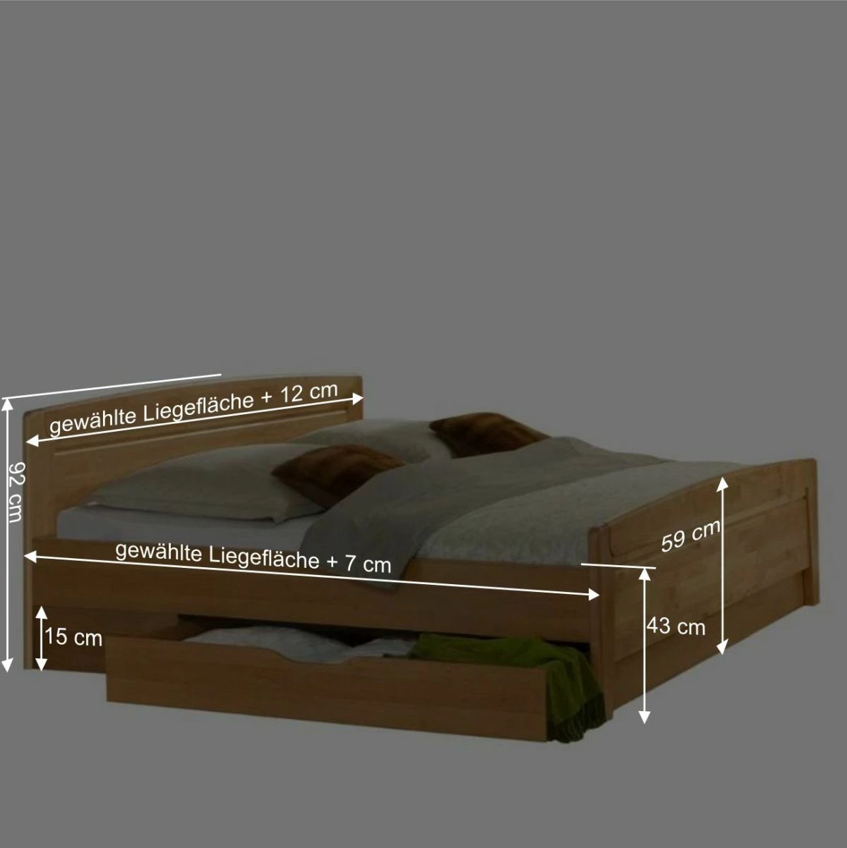 Doppelbett Bordeaux Aus Erle Teilmassiv – Bild 6