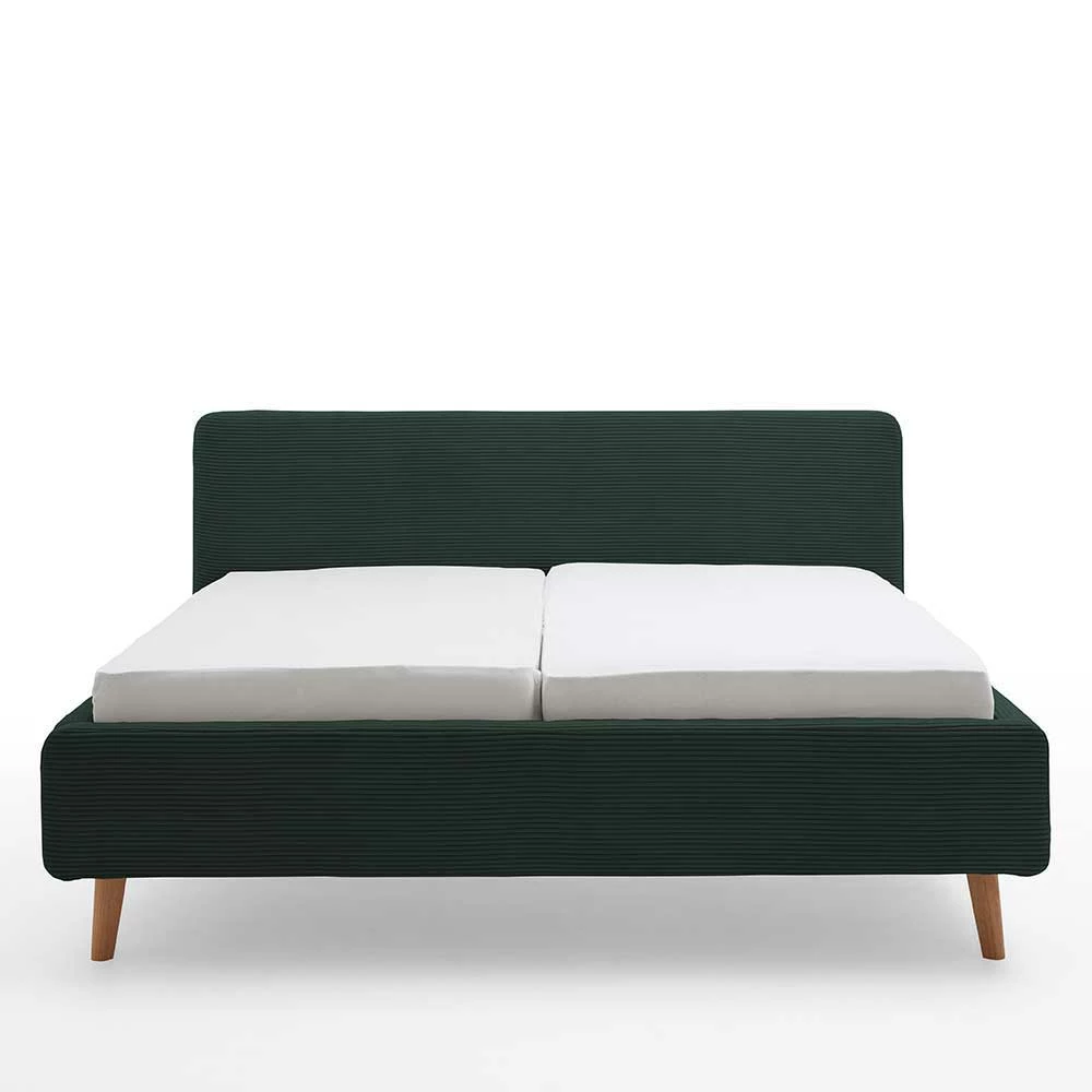 Doppelbett In Dunkelgrün Cord - Topra – Bild 4