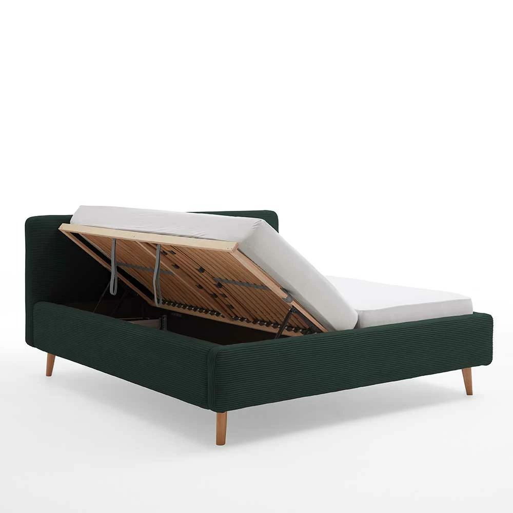 Doppelbett In Dunkelgrün Cord - Topra – Bild 5