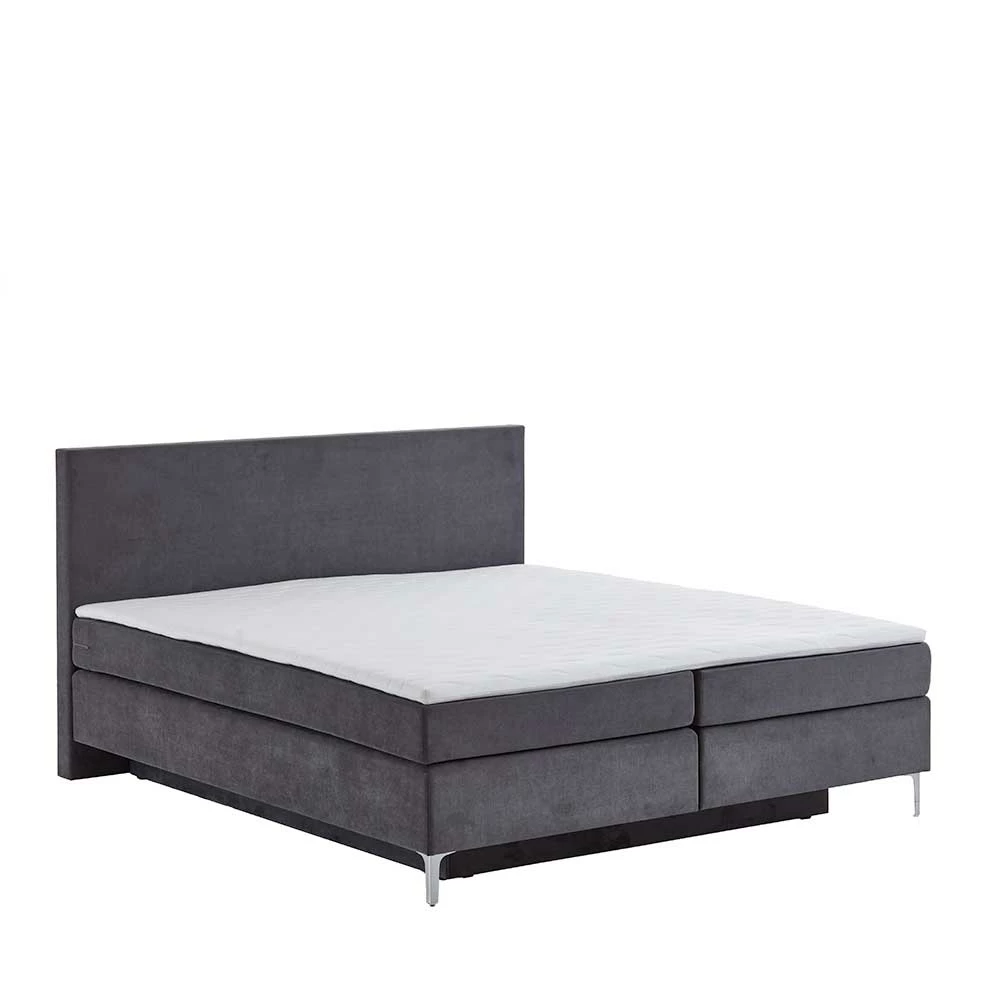 Dunkelgraues Boxspring-Bett Mit Bettkasten - Jubby