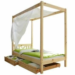 Echtholz Himmelbett Als Einzelbett - Pless