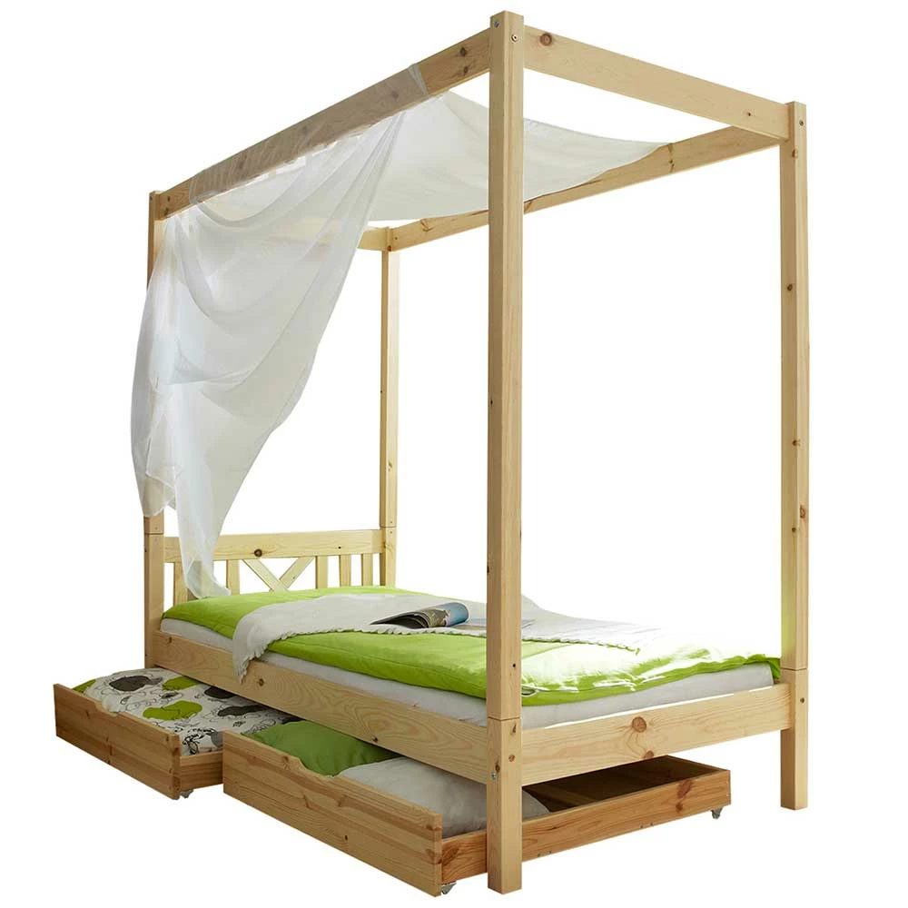 Echtholz Himmelbett Als Einzelbett - Pless