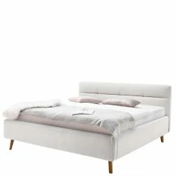 Elegantes Stoffbett In Hellgrau & Eiche - Yilton