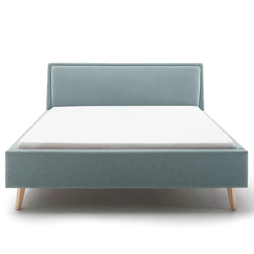 Gepolstertes Bettgestell In Hellblau & Eiche Natur - Adea – Bild 5