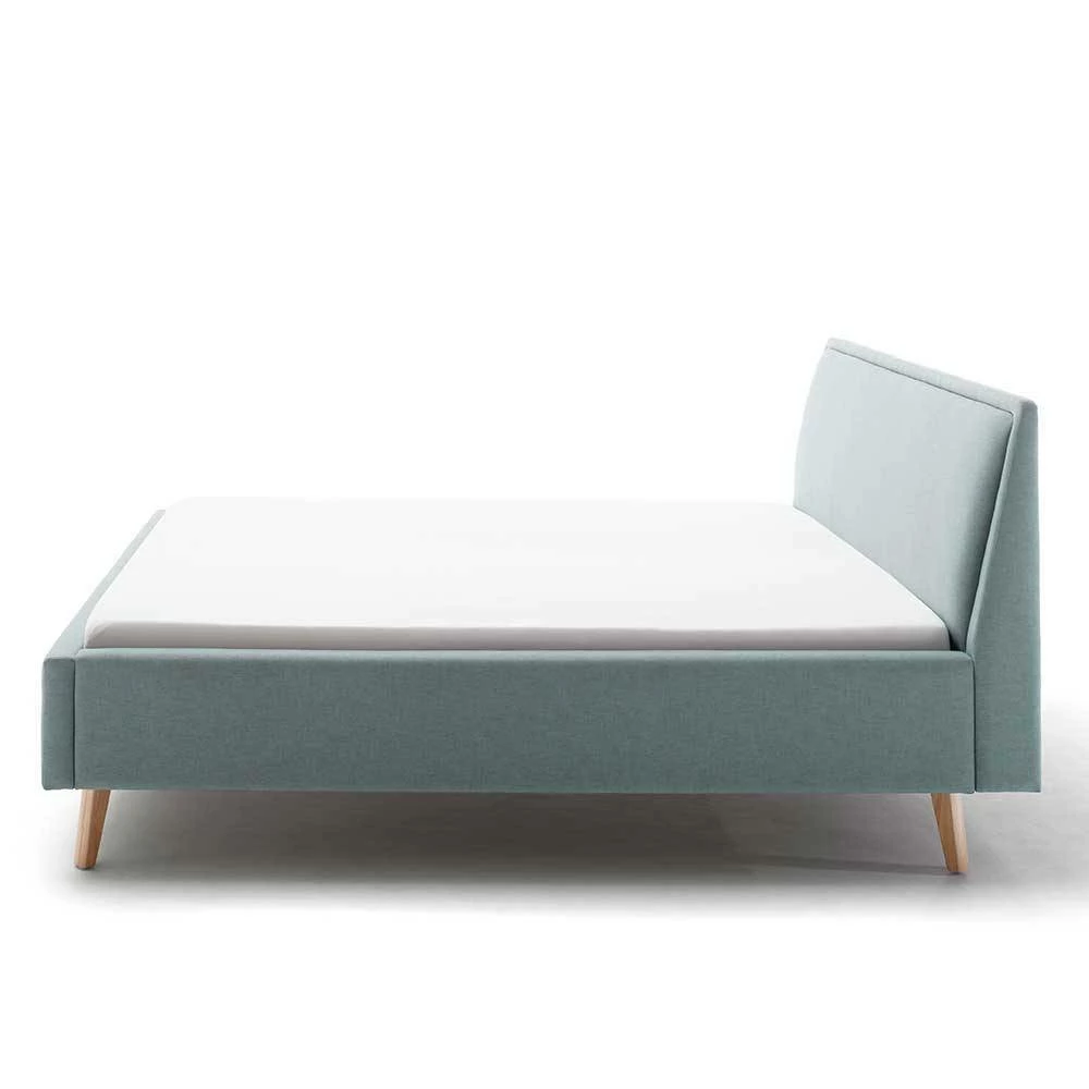 Gepolstertes Bettgestell In Hellblau & Eiche Natur - Adea – Bild 6