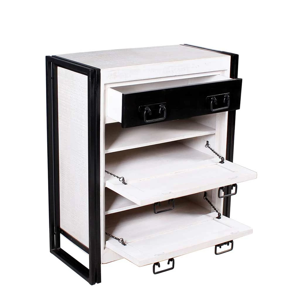Industrial Schuhschrank In Weiß & Schwarz - Crenada – Bild 4