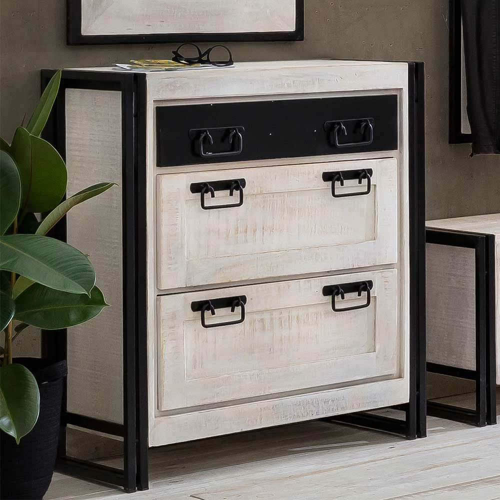 Industrial Schuhschrank In Weiß & Schwarz - Crenada – Bild 6