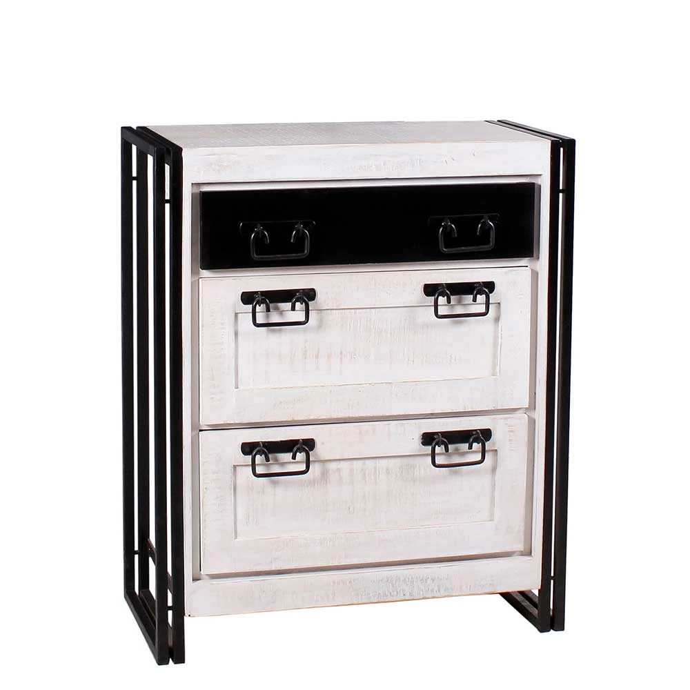 Industrial Schuhschrank In Weiß & Schwarz - Crenada