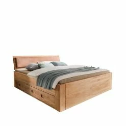 Kernbuche Doppelbett Mit 2 Schubladen - Rudacia III