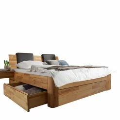 Kernbuche Funktionsbett Mit 2 Schubladen - Jecana