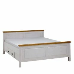 Kiefernholz Bettgestell In Weiß & Lauge - Sibiuta