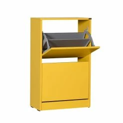 Kleine Schuhkommode Mit Klappfächern In Gelb - Atrium