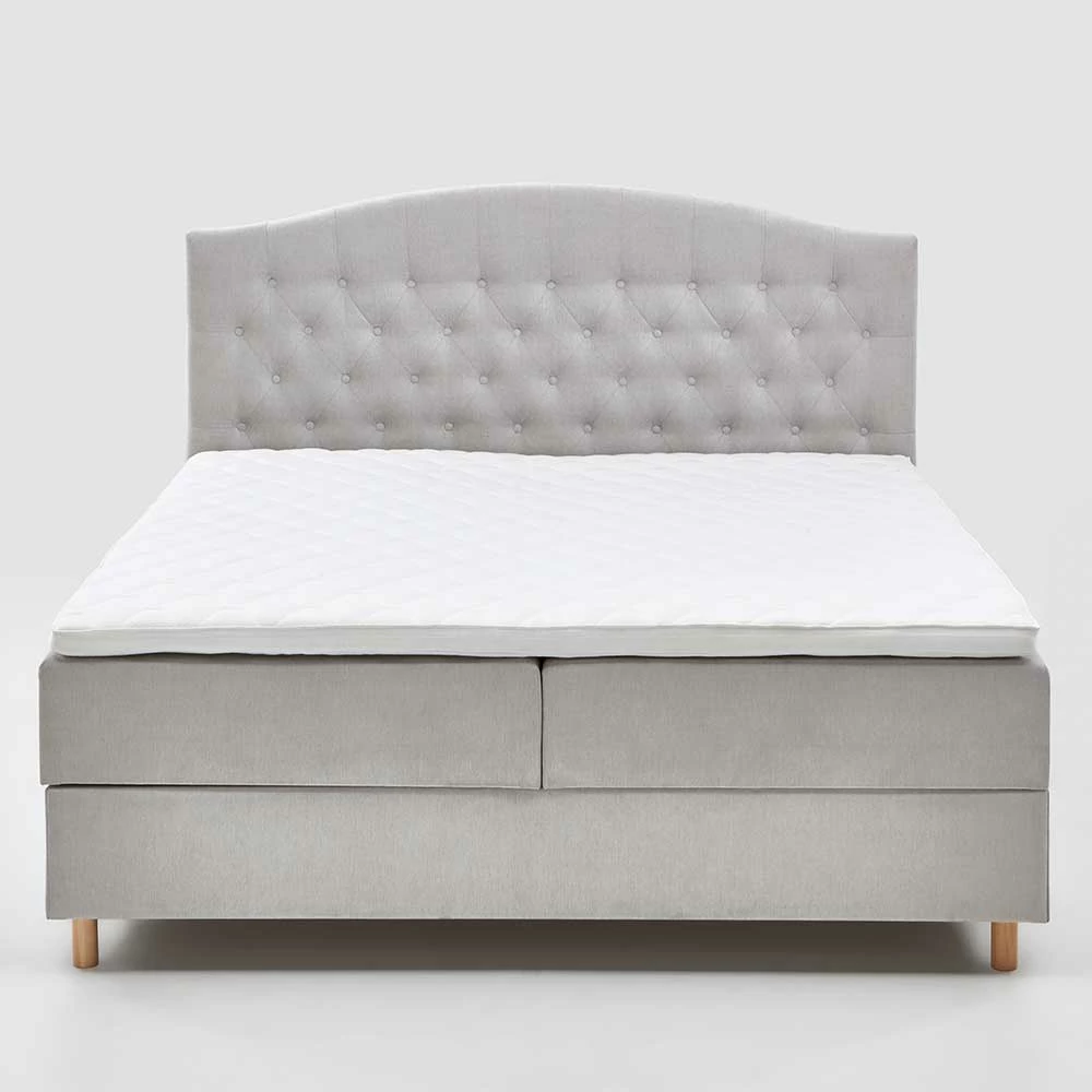 Komplettes Bett Mit Bettkasten In Hellgrau Stoff - Zyorenica – Bild 4