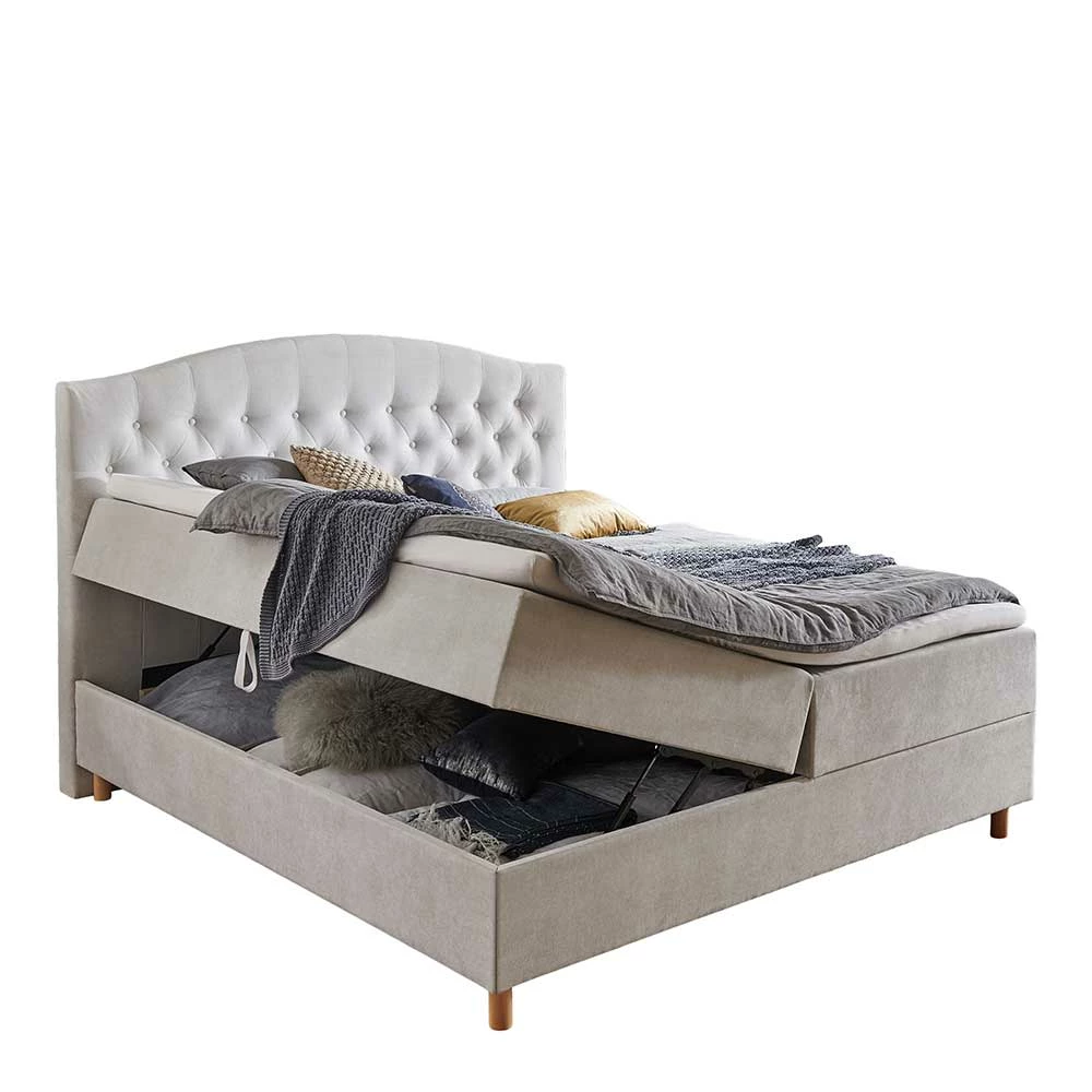 Komplettes Bett Mit Bettkasten In Hellgrau Stoff - Zyorenica – Bild 6