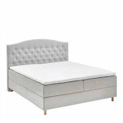 Komplettes Bett Mit Bettkasten In Hellgrau Stoff - Zyorenica