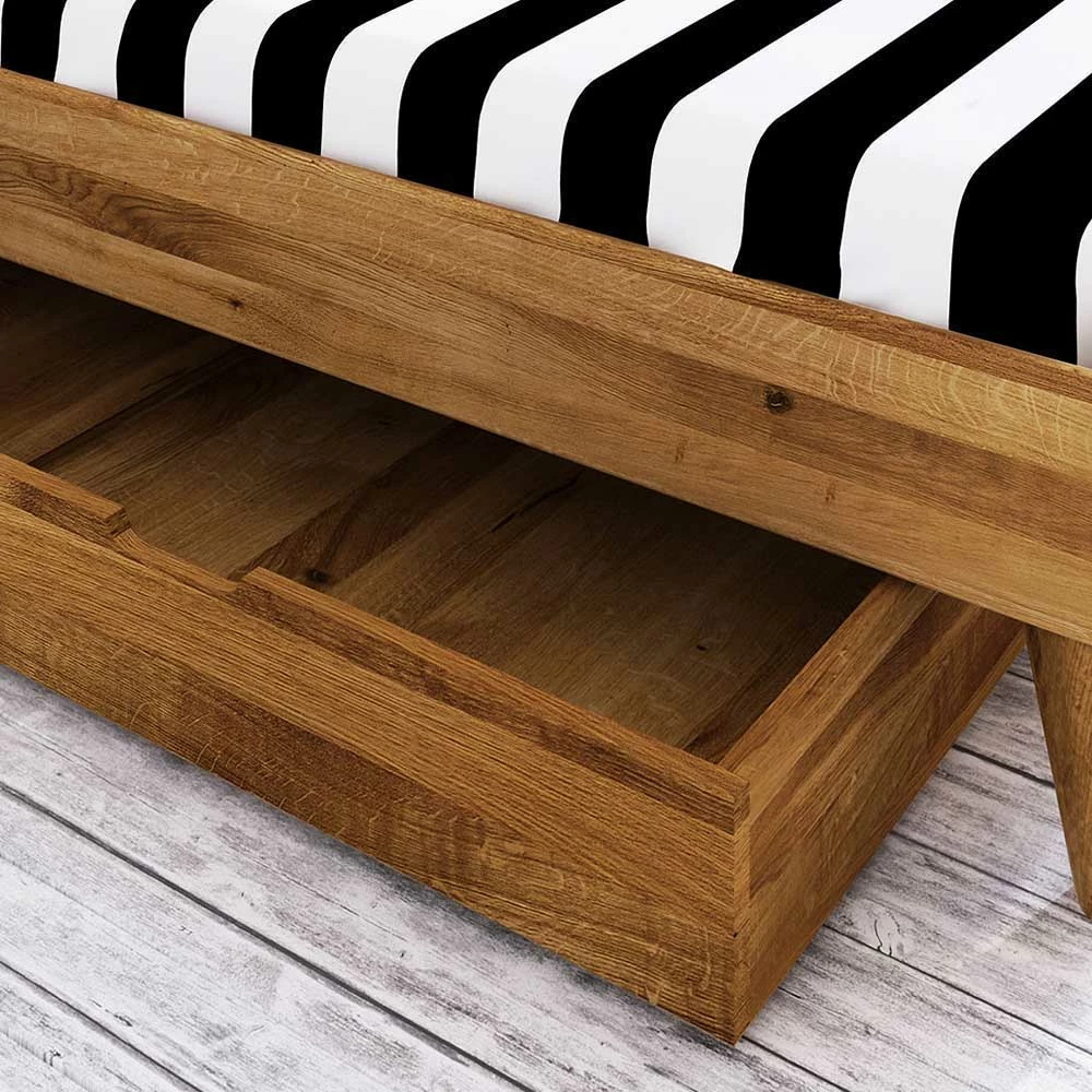 Kopfteilloses Wildeiche Ehebett Mit Bettkasten - Eavy – Bild 5
